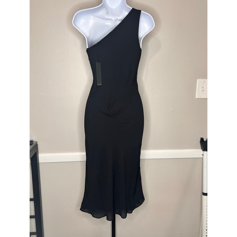 Krisa Revolve One Shoulder Tie Waist Sleeveless Bias Midi Dress Size Small NWT - Picture 3 of 9